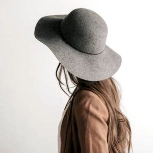 Halogen Wide Brim Wool Floppy Hat Gray